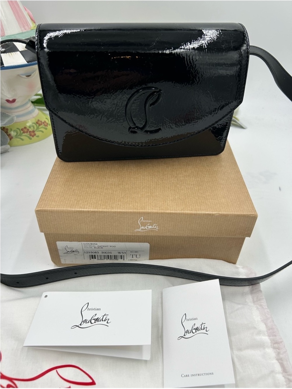 Women’s Christian Louboutin LOUBI 54 patent leather Crossbody bag made in Italy - Picture 3 of 15